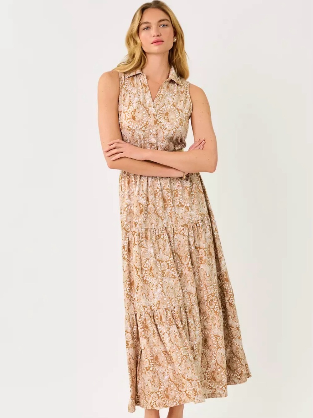 Lilly Pulitzer Riegan Maxi Dress, Iced Latte Lil Jims Stuff, XL
